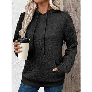 Textured Floral Quilted Hoodie